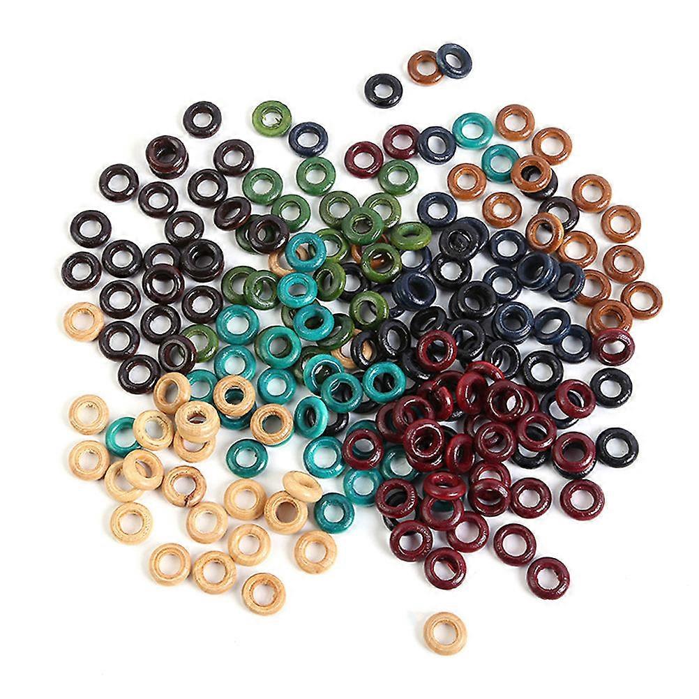 ドレッドヘアアクセサリー木製ヘアエクステンションリングラウンドシェイプDIYアクセサリー女性用1.4x1.4cm 800個
