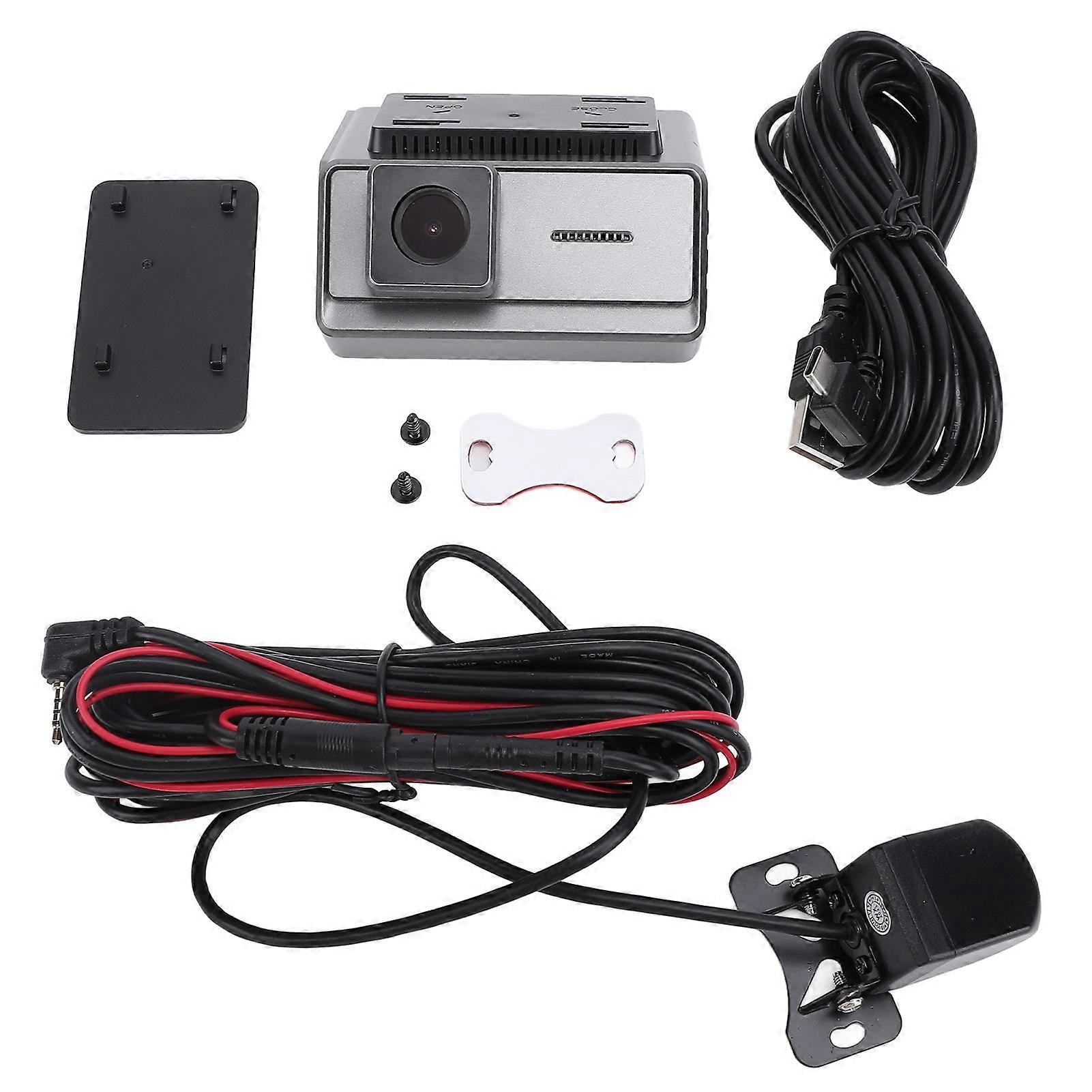 Front rear dash camera with night vision and parking monitoring