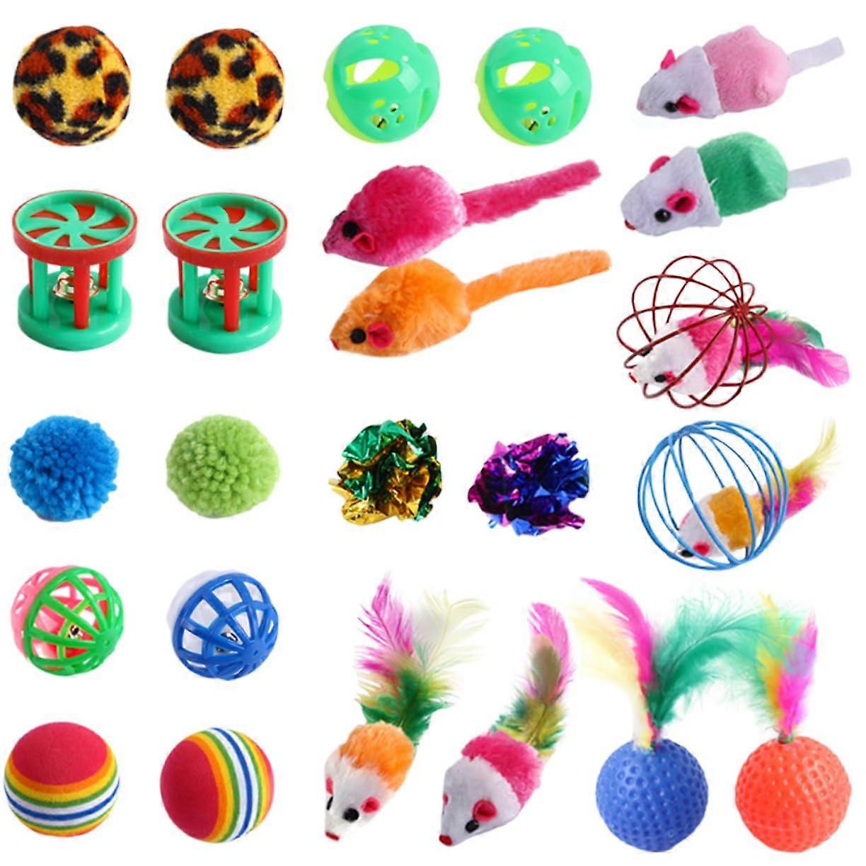 Plaid ball cat toy, interactive cat wand toy for indoor cats, plush colorful random color