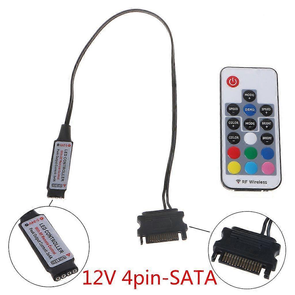 RGB LED Controller SATA RF Wireless Remote Control for PC Computer for Case Ligh