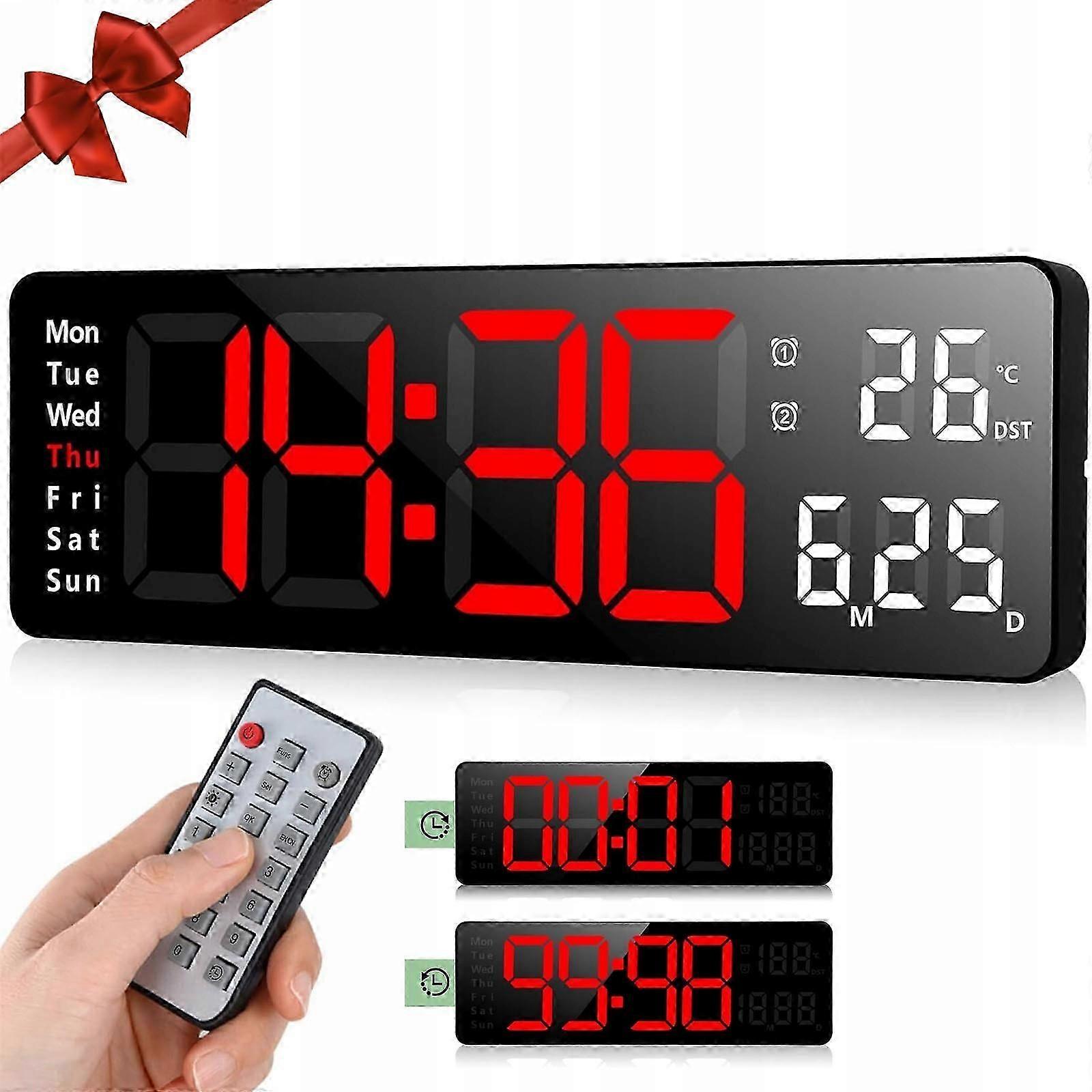 Wall Clock Large Led Electronic Digital Modern Temperature Date
