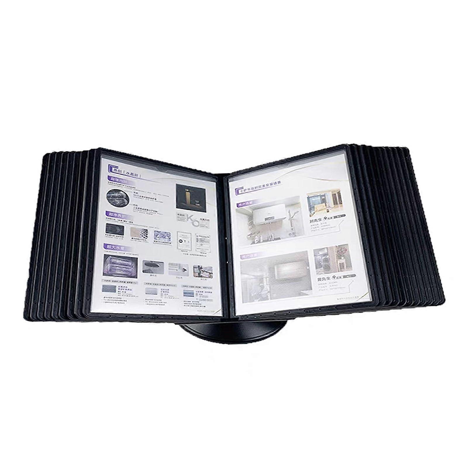 Deluxe Catalog Display Stand, Wall Mounted, 20 Display Pockets, Adjustable Flip File Holder