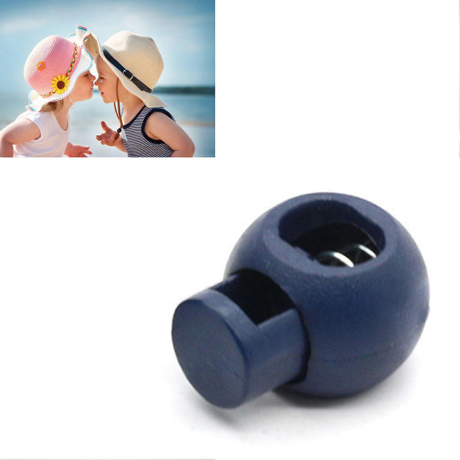 Spring Cord Lock Single Hole End Round Fastener Buttons Slider Toggle Stopper for Backpack Shoelace Sportswear Navy Blue
