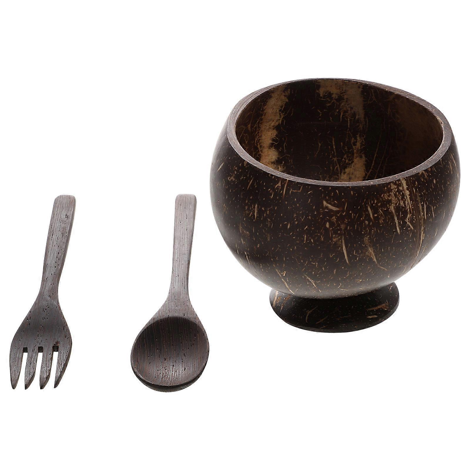 Coconut Shell Salad Bowl for Home Use Safe and Healthy Synthetic Material Coffee Color