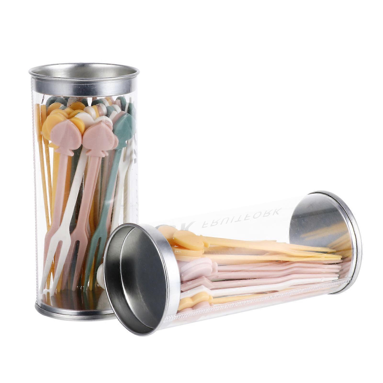 Material Simple Design Fruit Stick Appetizer Picks Transparent 72Pcs For Various Parties
