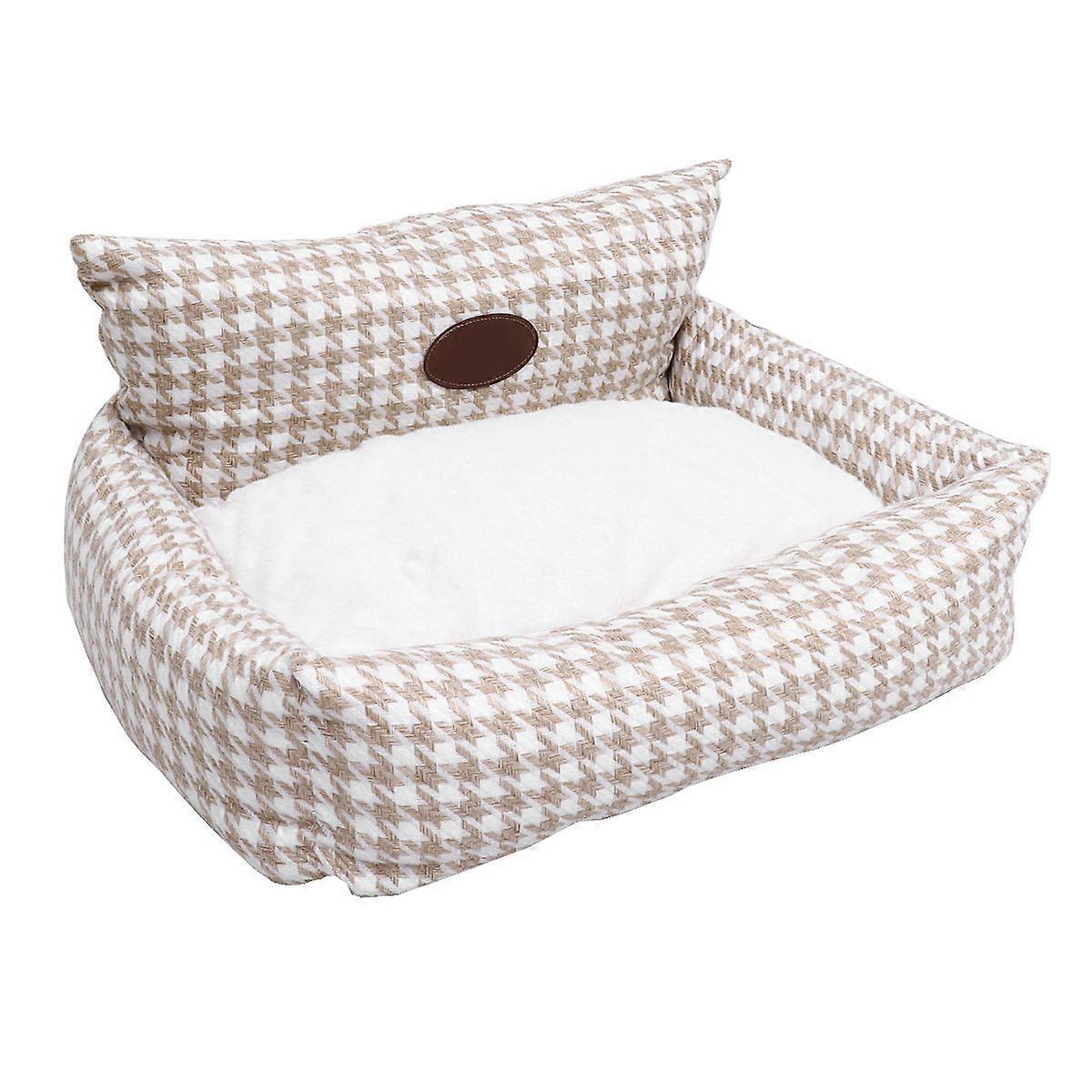 Pet Bed Dog Sleep Bed Winter Warm Square Linen Durable Comfortable 1Set