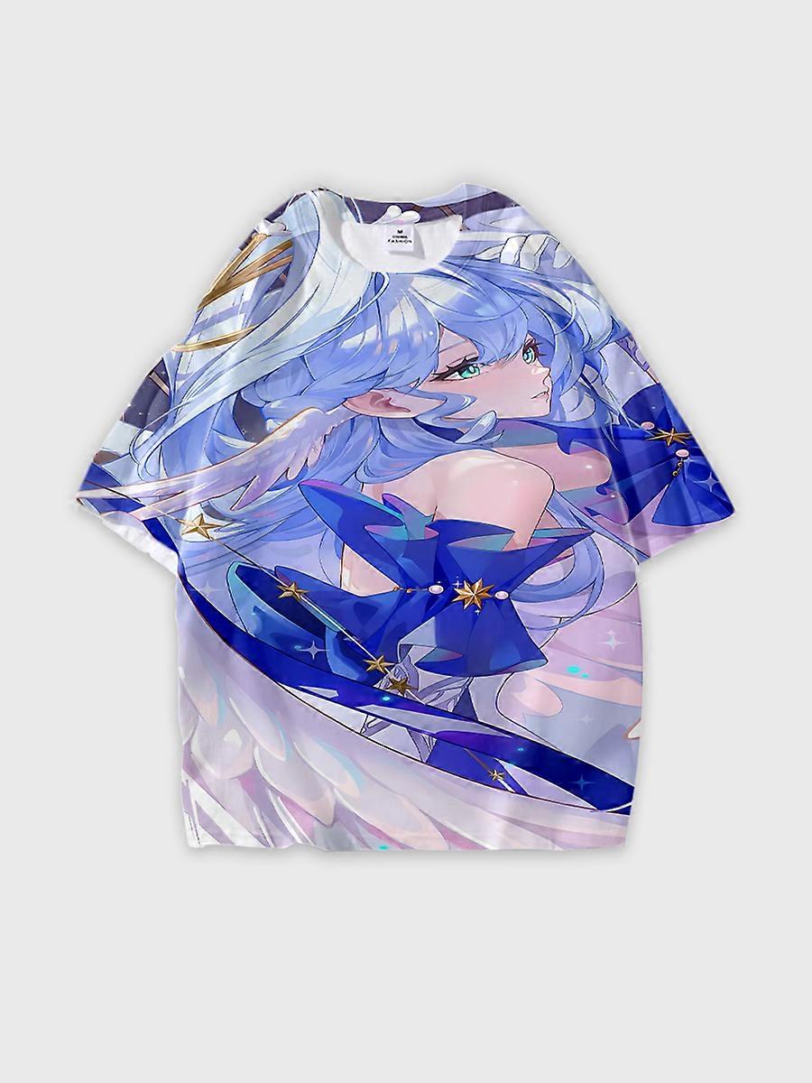 T-shirt round neck Role Pattern loose short sleeve D919