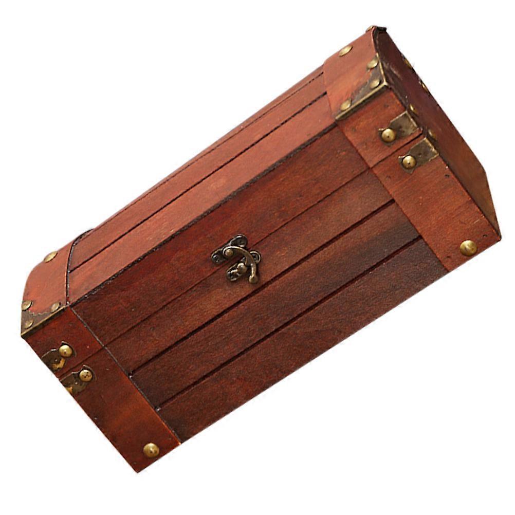 Retro Rectangular Jewelry Storage Box With Unique Design For Photography Prop Brown 1Set