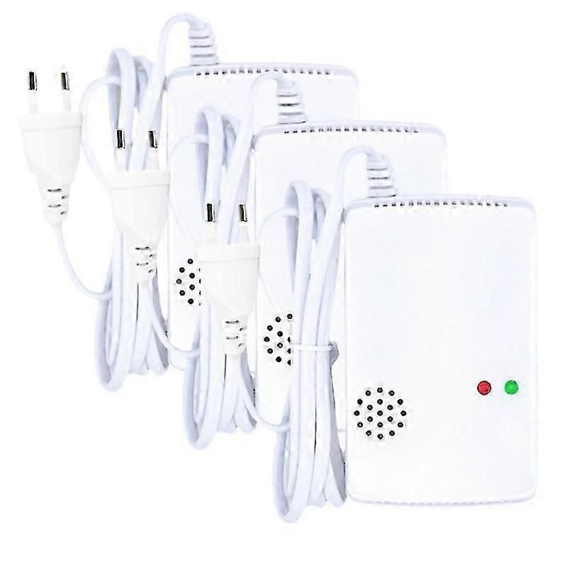 3Pcs Independent Carbon Monoxide Detector, Gas Detector,Gas Alarm Sensor Methane Propane ,Gas leak Detector ,EU Plug LCD Security