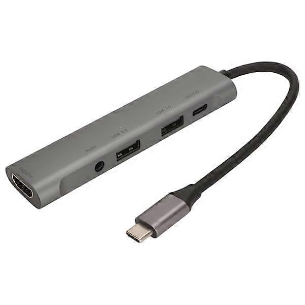 USB C Hub 4K HD Multimedia Interface Ausgang PD Schnellladung Typ C auf 3,5 mm Audio 5 in 1 Multiport-Adapter