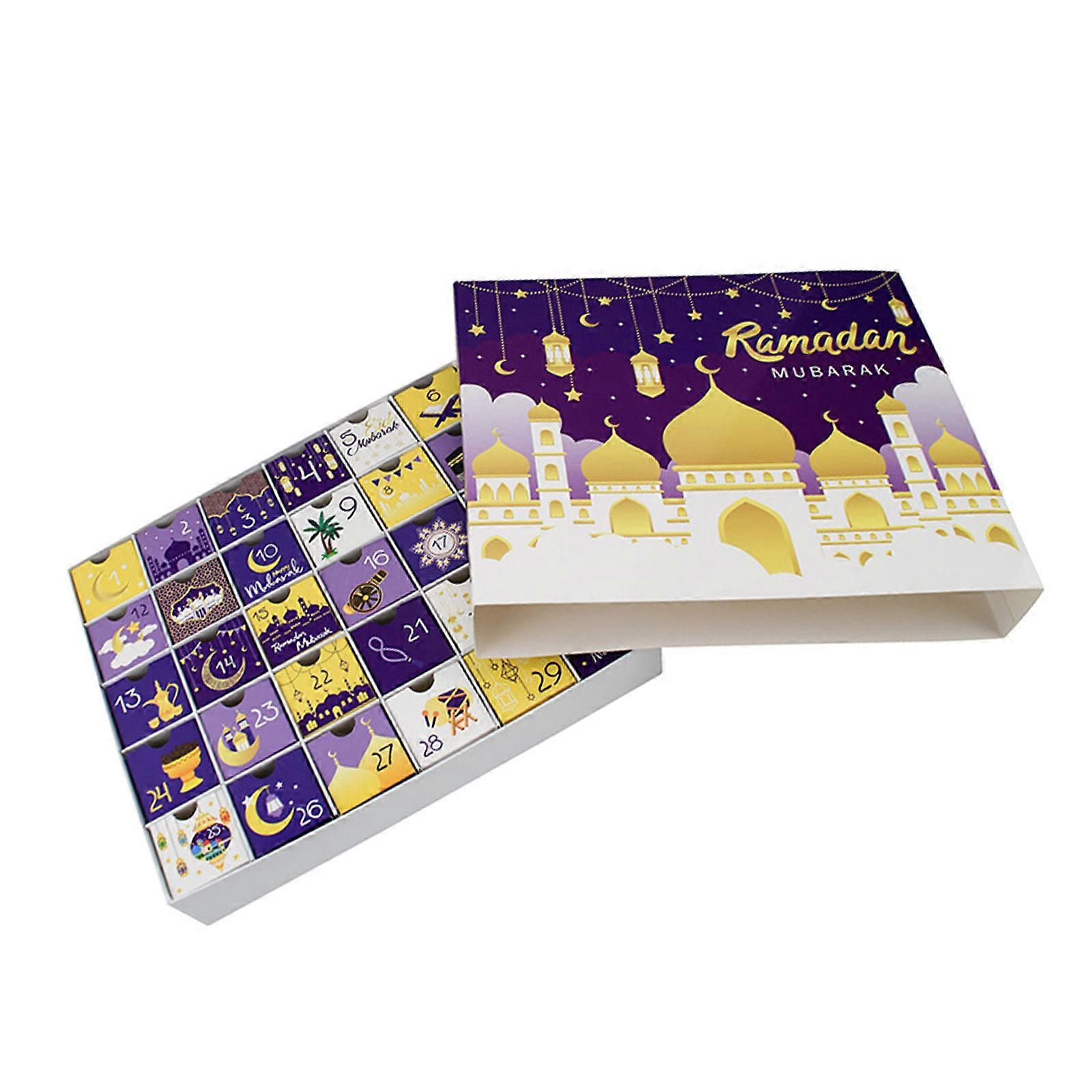 30 Day Ramadans Countdowns Calendar with Fillable Boxes Portable Accessory for Eids Mubarak Celebration Decoration Multicolor