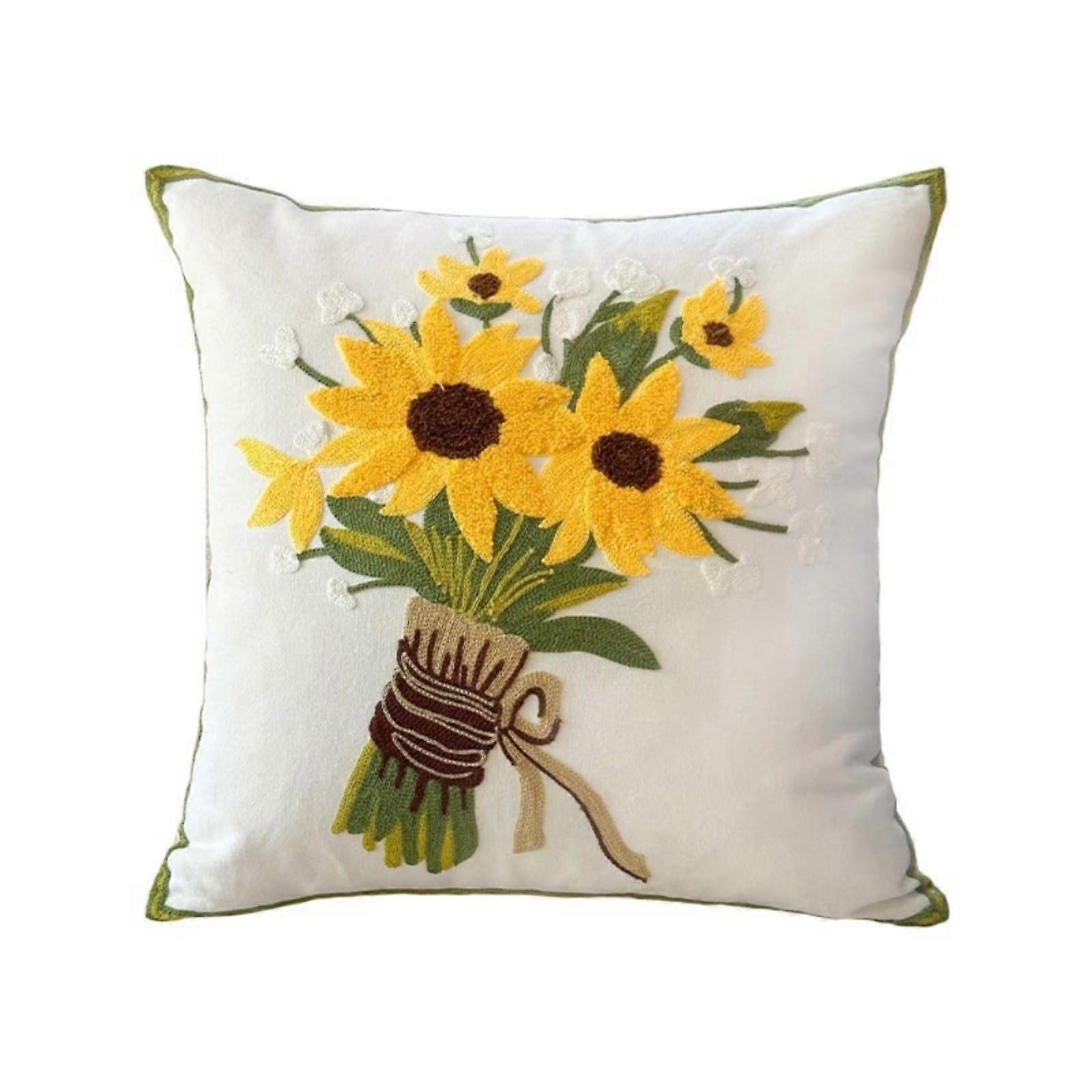 Pillow Protector Towel Embroidered Cotton Sail Material Cover Elastic Easy to Clean 45cm x 45cm