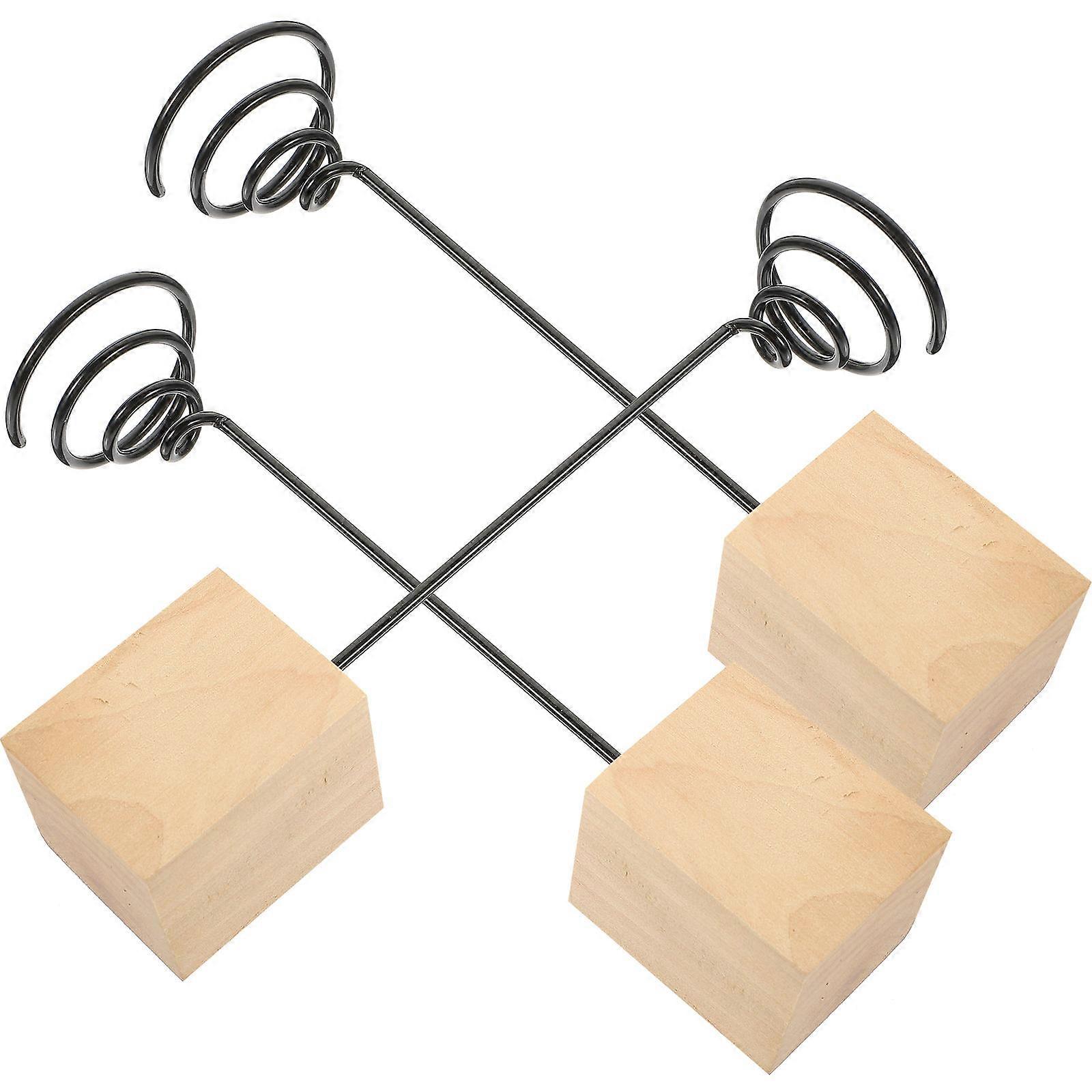 Khaki Air Plant Holders with Wooden Base for Storage Use 3 Pieces Synthesis Material