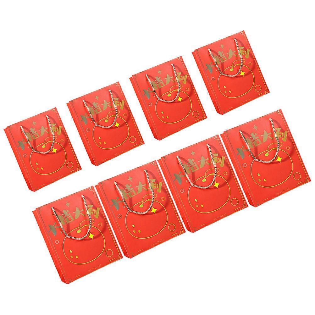 Red Paperboard Gift Bags with Handles for Storage Use High End Elegant Design 8 Pieces