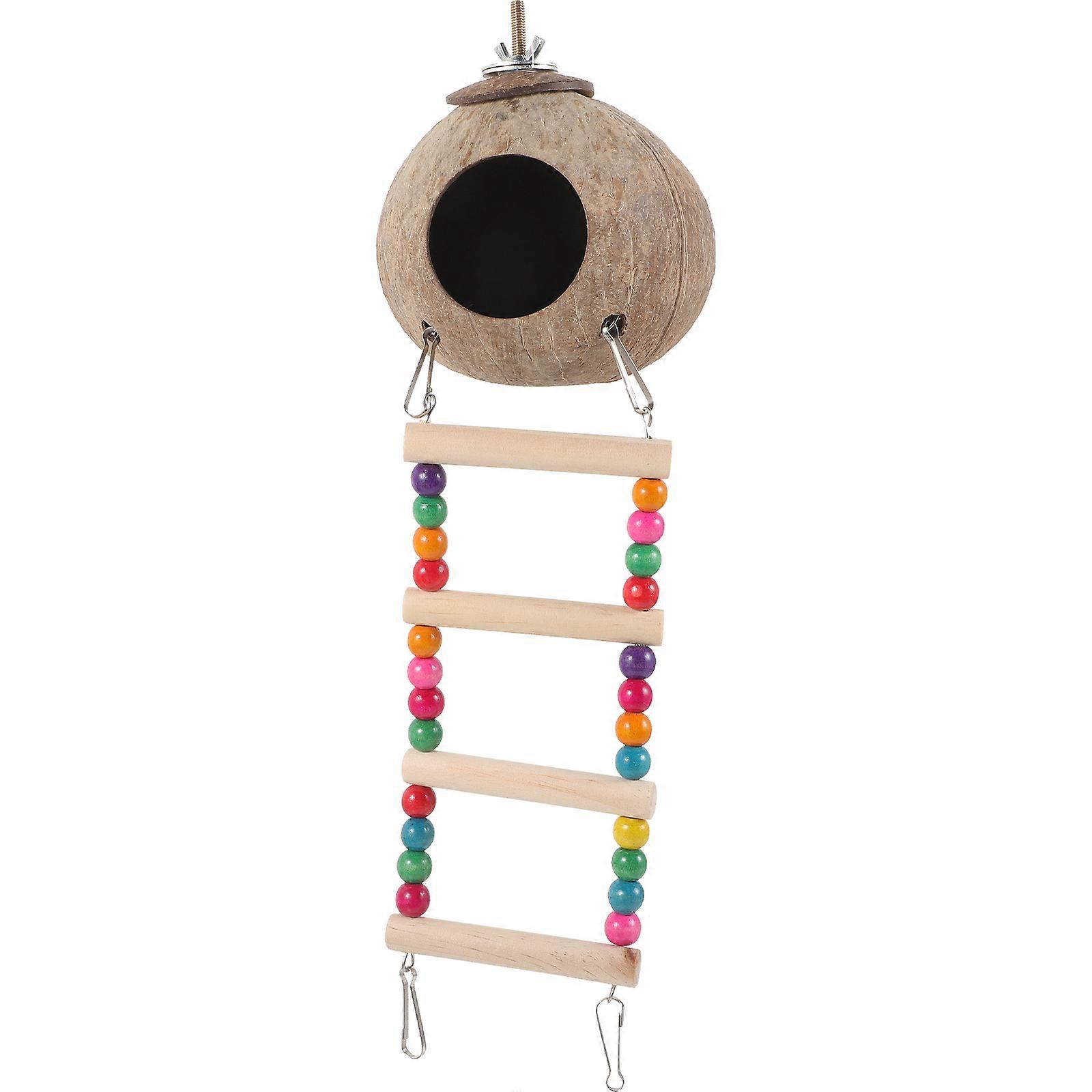 Coconut Shell Bird Cage for Decor Small Pet Bed Hanging Nest 7.8 Inches