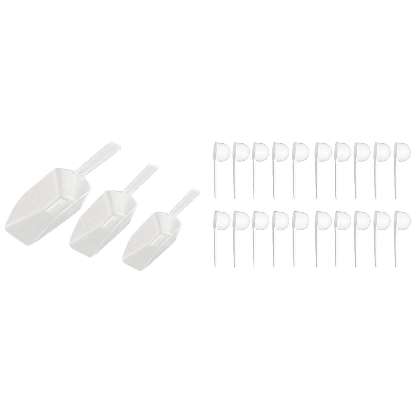 3 Pcs Pallet Ice Scraper Shape Plastic Scoop - Transparent & 20 Pcs Coffee Scoops/Tablespoon Plasti