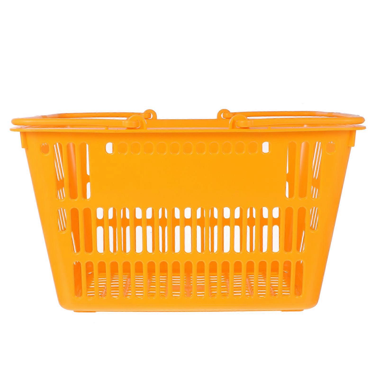 Shopping Basket with Handles Plastic Storage Container for Supermarket, Grocery, and Household Use Organizer for Sundries and Toiletries
