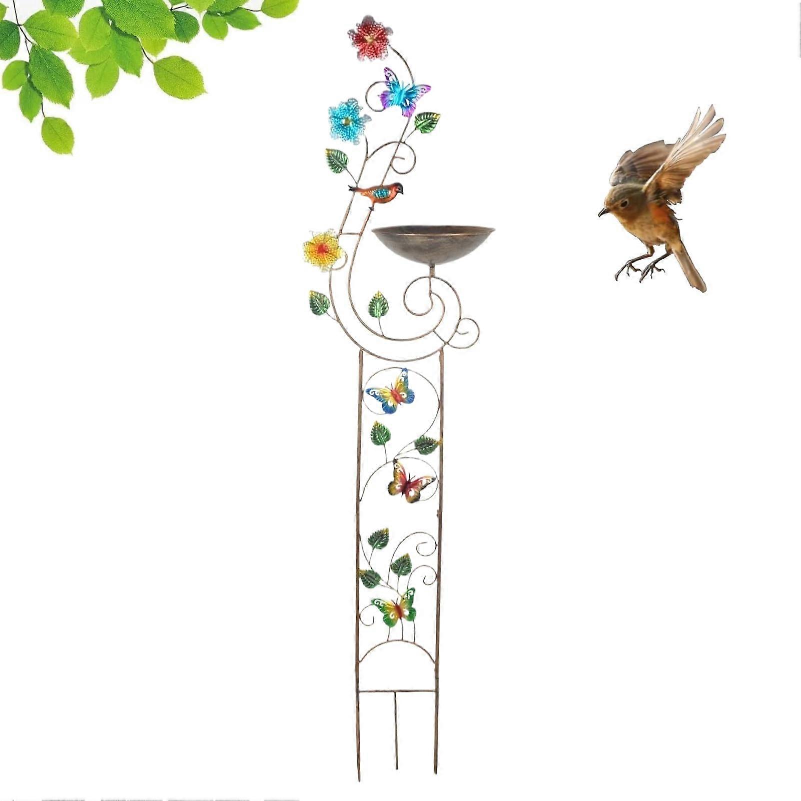 High Bird Bath Standing Bird Bath with Stand for Garden Patio Backyard Plant Stakes and Bird Feeder Butterfly