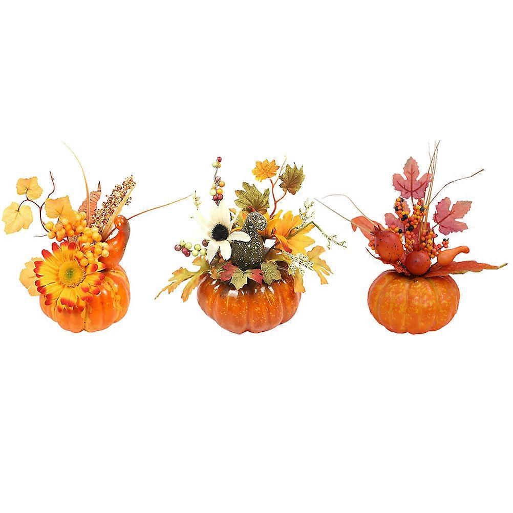 3pcs Halloween Foam Pumpkins Decorative Indoor Outdoor Simulated Pumpkin Props for Party Photo Shoot Table Centerpiece