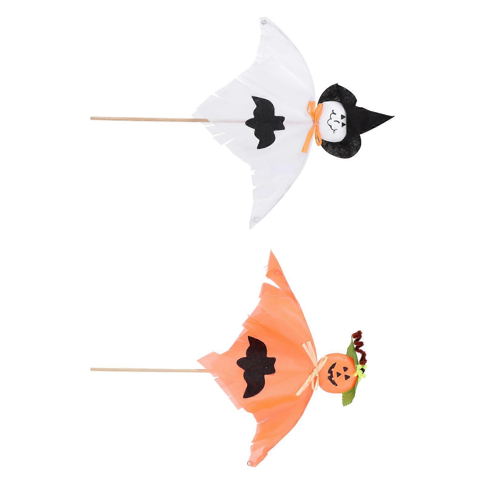 DIY Halloween Flower Arrangement 2Pcs Bouquet Decor Suitable For Festive Atmosphere 40Cm Made Of Wood And Cloth Classic Design