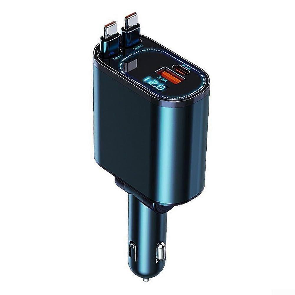 66W Compact Car Charger with Colorful LED Lights for Night Driving, Slim and Safe Design, Universal Compatibility
