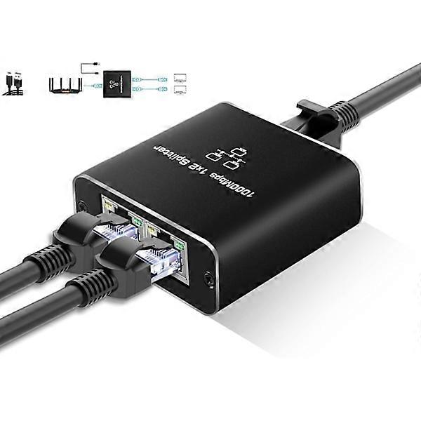 Ethernet Splitter 1 to 2, 1000Mbps RJ45 Network Splitter with USB Power, Dual Device Support for Cat5/6/7/8