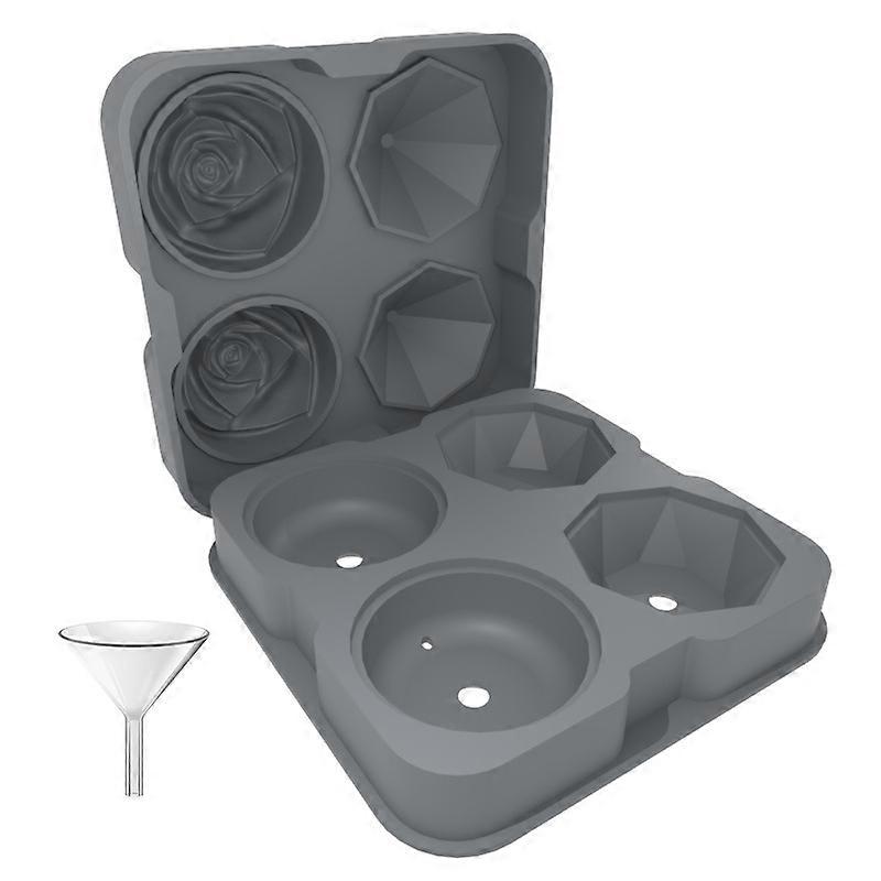 2 Roses 2 Rhinestones Silicone Ice Mold Tray with Lid Stackable Ice Tray with Lid Cocktail Ice Cube Mold Ice Puck Make