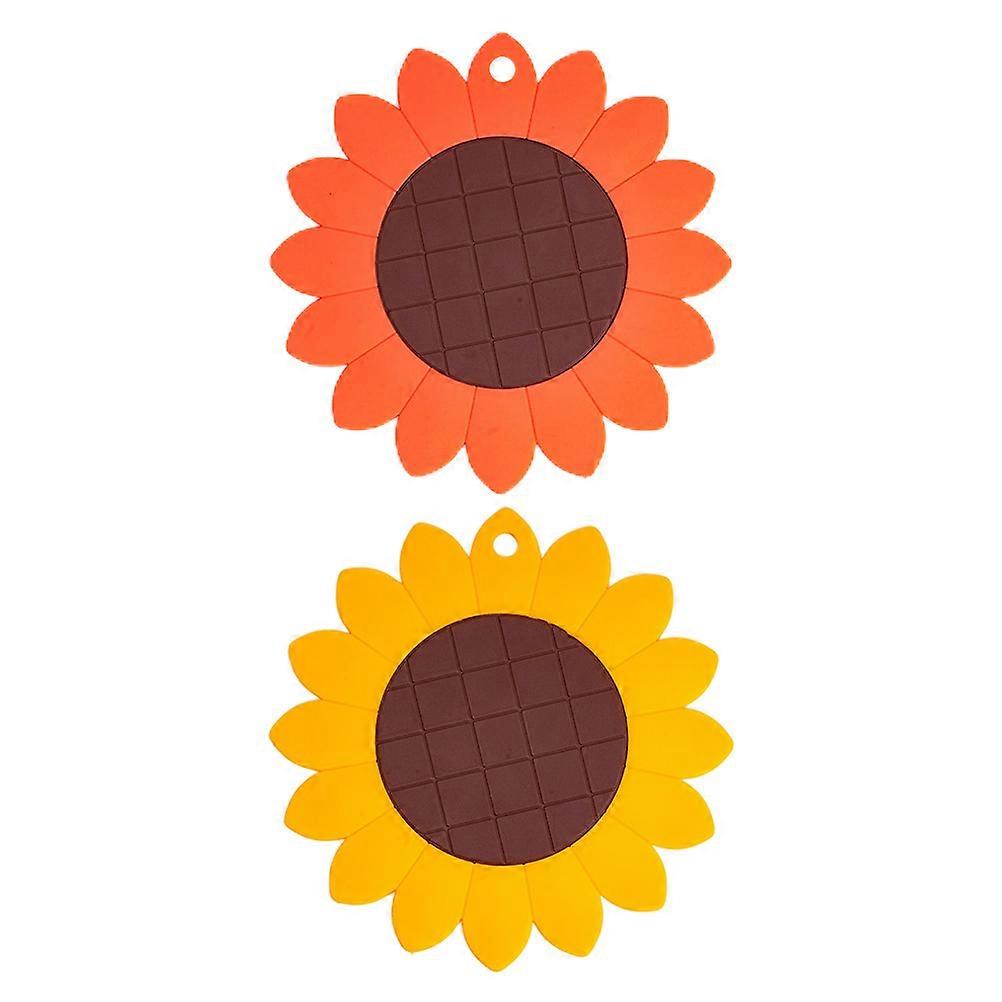 2Pcs Sunflower Coasters Practical Anti-heat Placemats for Home Decorations Assorted Color