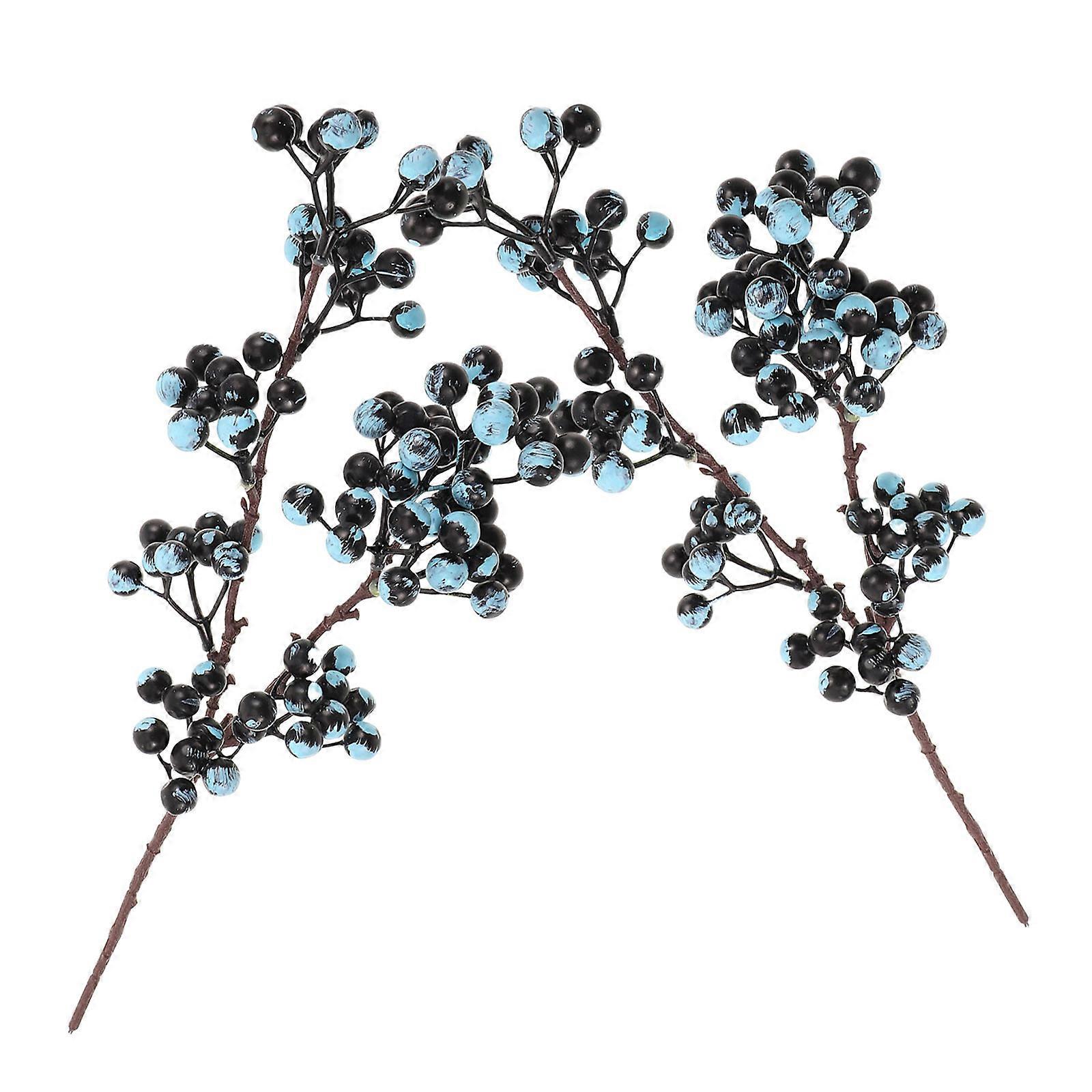 2pcs Lifelike Blueberry Stems, Artificial Berry Twigs for Home Decor, Event Decorations & Floral Arrangements, Realistic Simulation Plants for Table