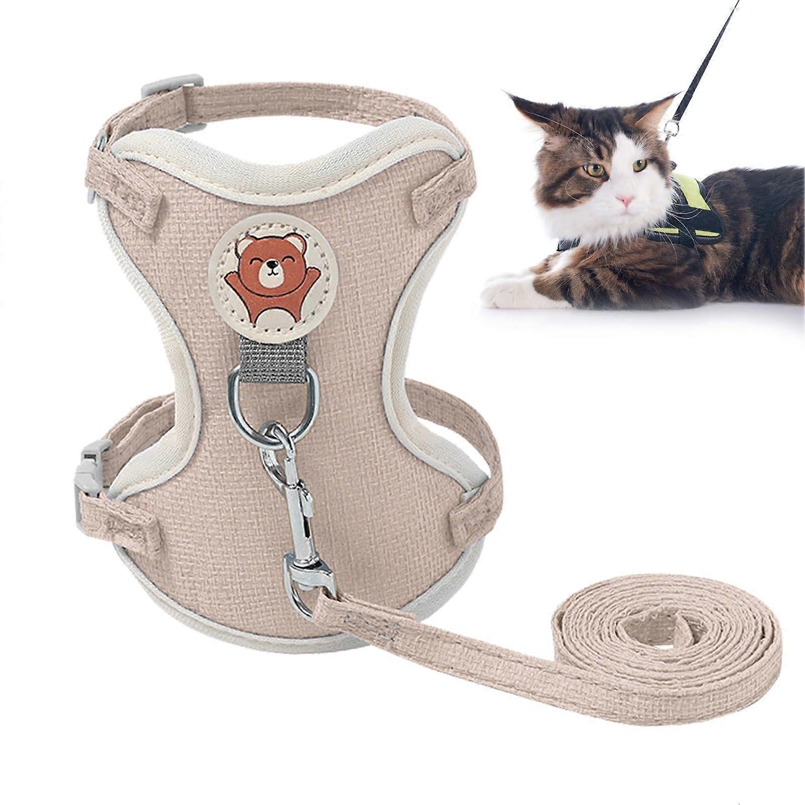 Cat harness – escapeproof kitten vest with reflective strips adjustable in rose
