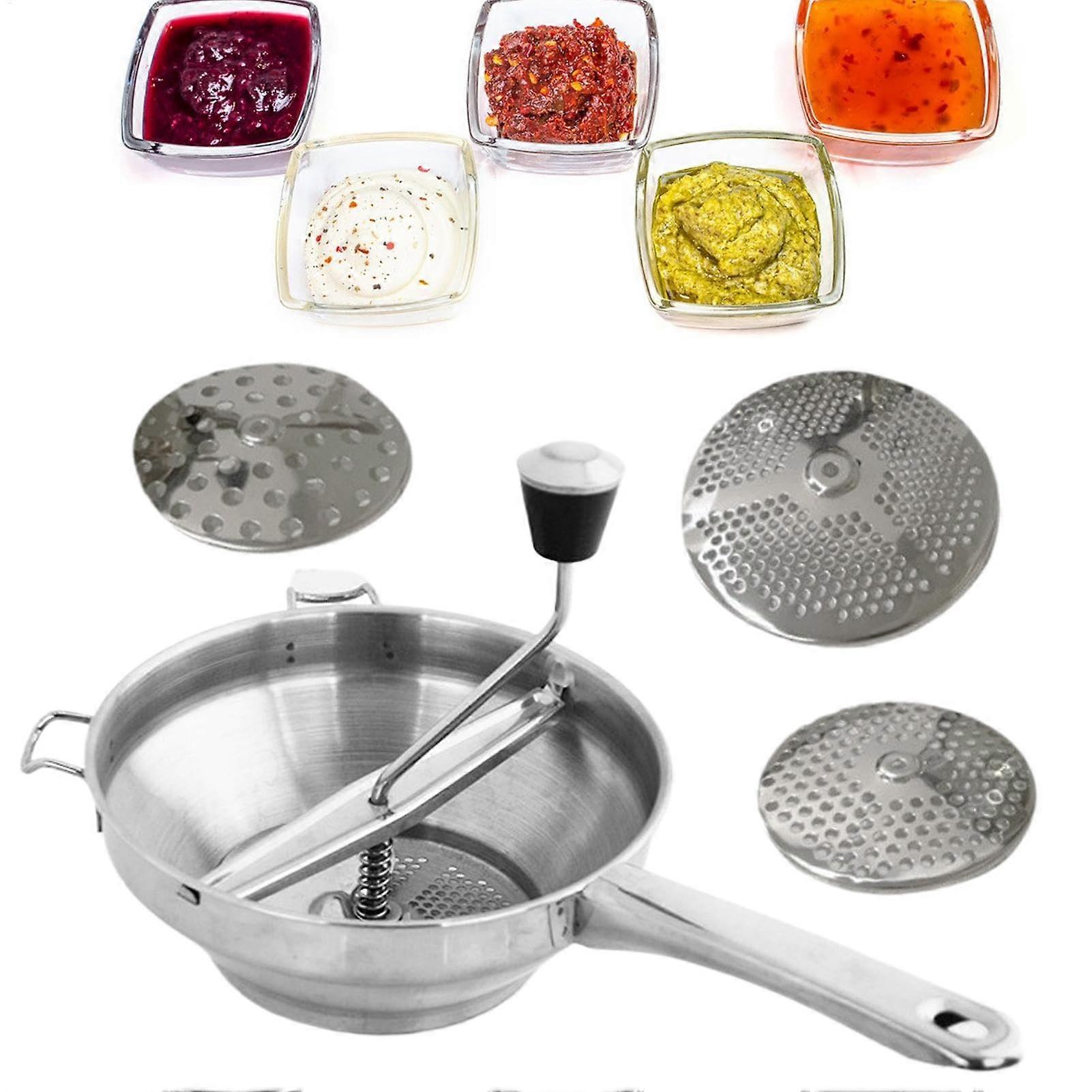 Stainless Steel Grinder With 3 Milling Discs, Rotating Kitchen Grinder, Ergonomic Hand Crank