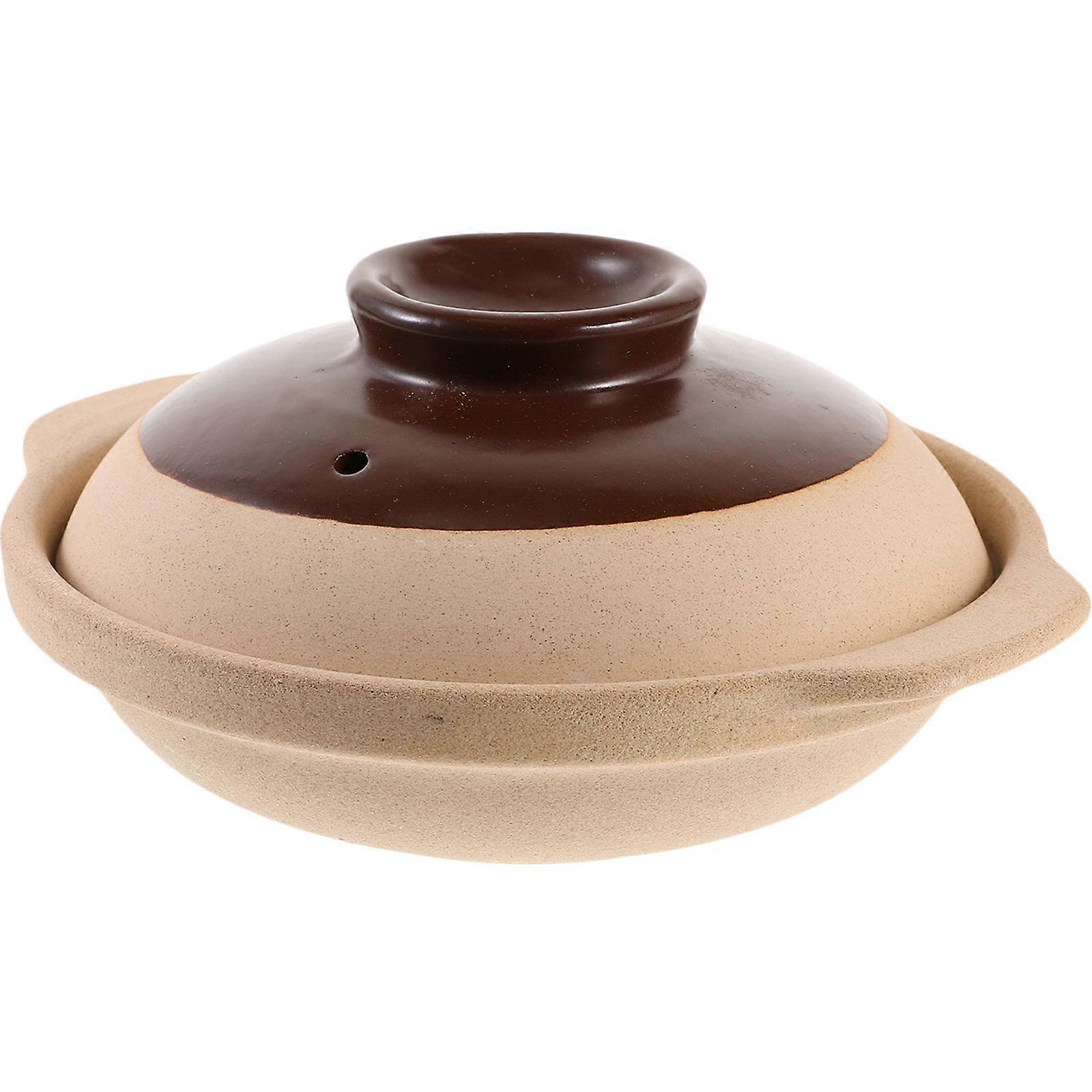 Ceramic Casserole for Kitchen Use Brown NonStick Compact Design with NonSlip Handle 1Pc