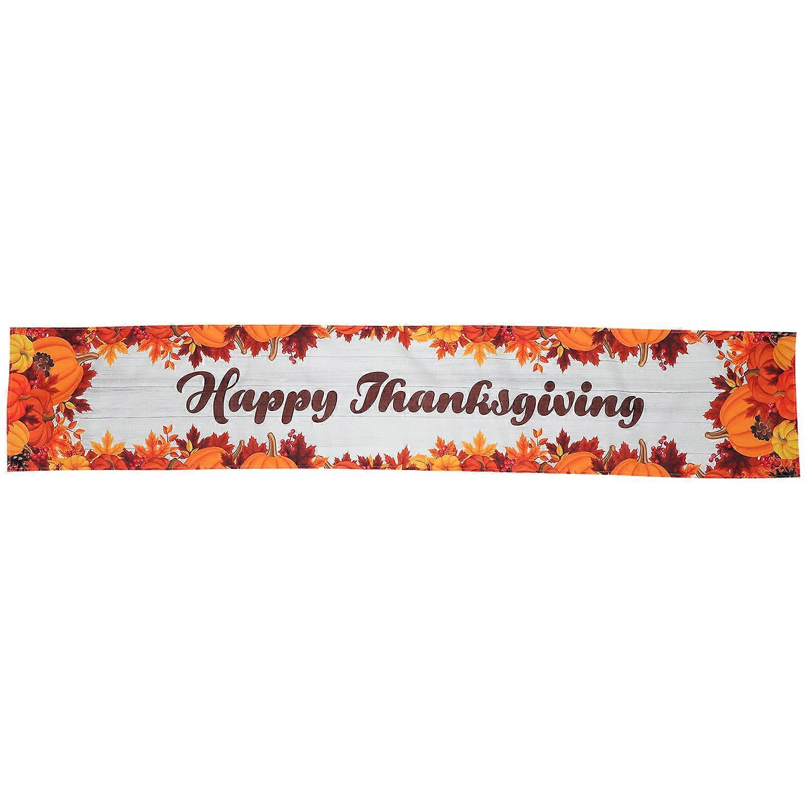 Thanksgiving Table Runner with Pumpkin Maple Leaf Pattern for Home Use 1Pcs