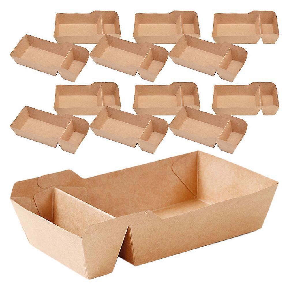 50pcs Paper Snack with Compartments for Parties, Picnics, and Carnivals – Kraft Paper for Fries and Drips