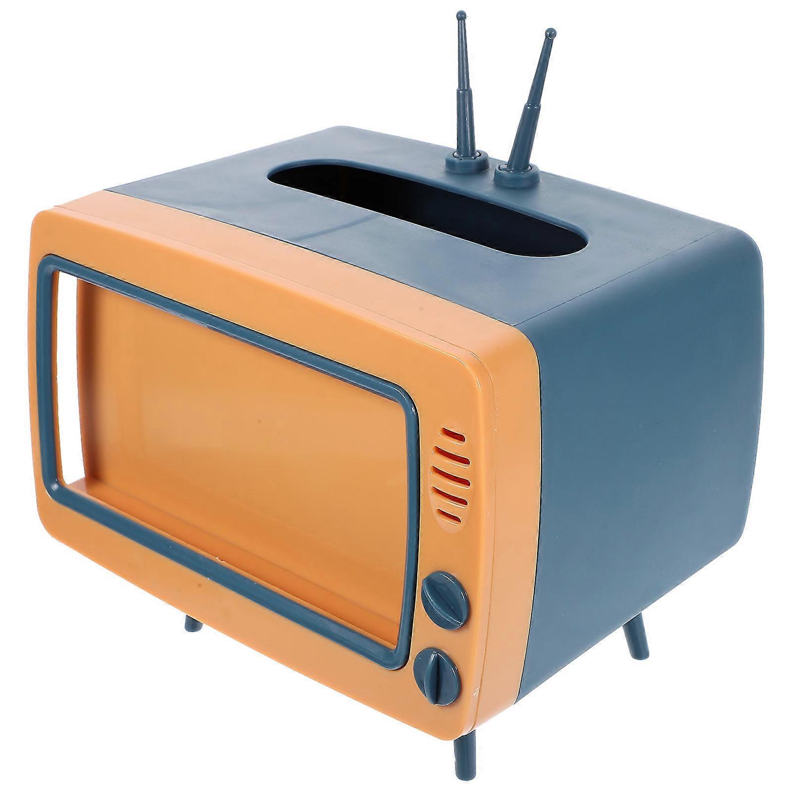 Retro TV Shape Tissue Container Unique Design For Household Use Compact Size 1 Pcs
