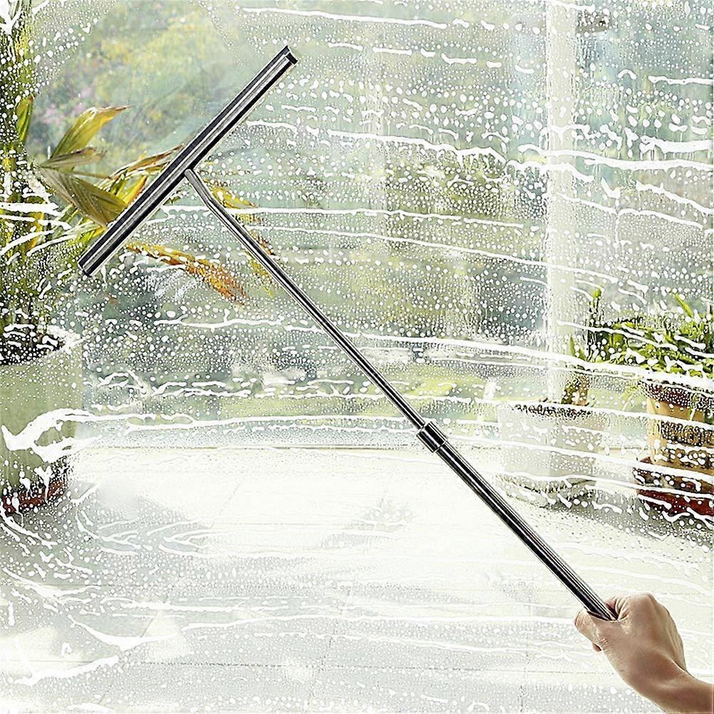 Adjustable Stainless Steel Squeegee Shower Wiper with Scraper for Glass, Mirror, and Door Cleaning