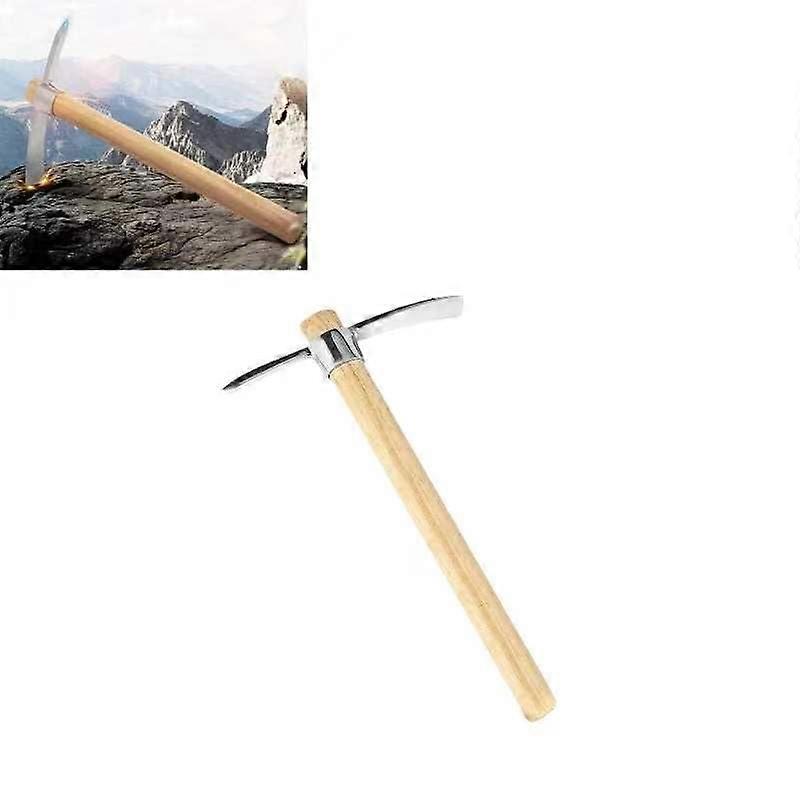 Stainless Steel Pickaxe Double-Headed Detachable Pickaxe With Wooden Handle Hoe, 1 x Pickaxe