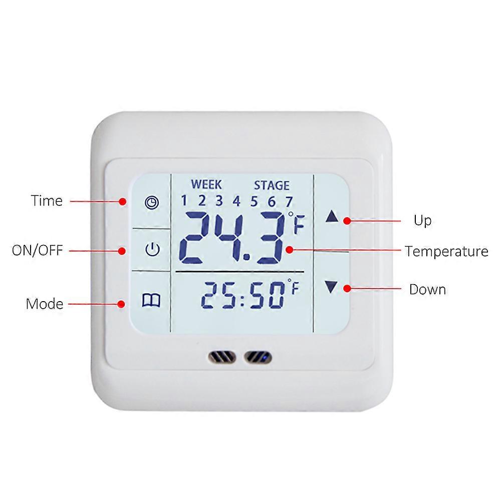 Smart Electric Heating Thermostat with Touchscreen LCD Display, Energy Saving 16A Controller