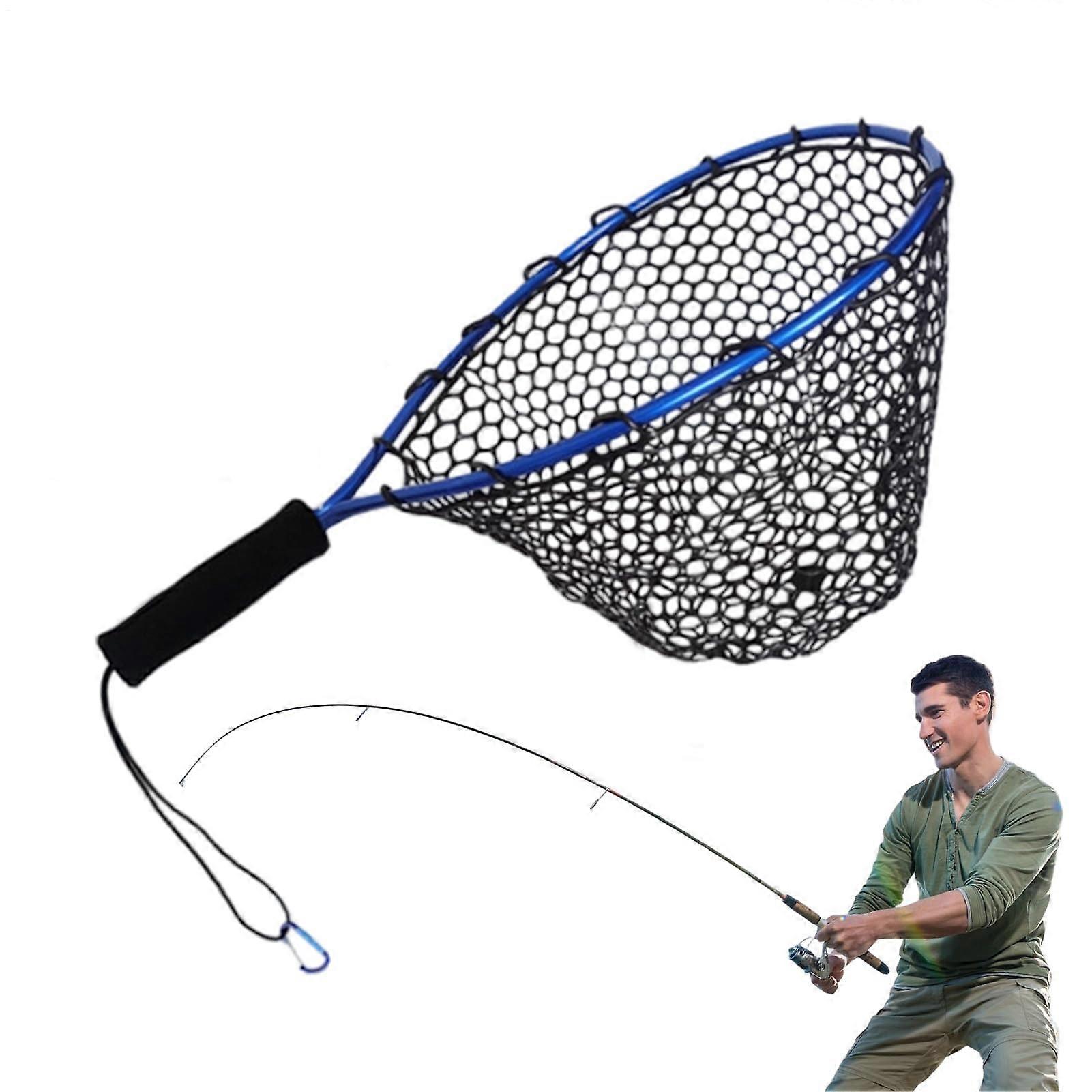 Fishing Net, Aquarium Shrimp Scooper, Multifunctional Portable Scoop, Lightweight Sturdy Mesh, Easy Handle, for Kayak, Pond, Riverbeds, Outdoor, Blue
