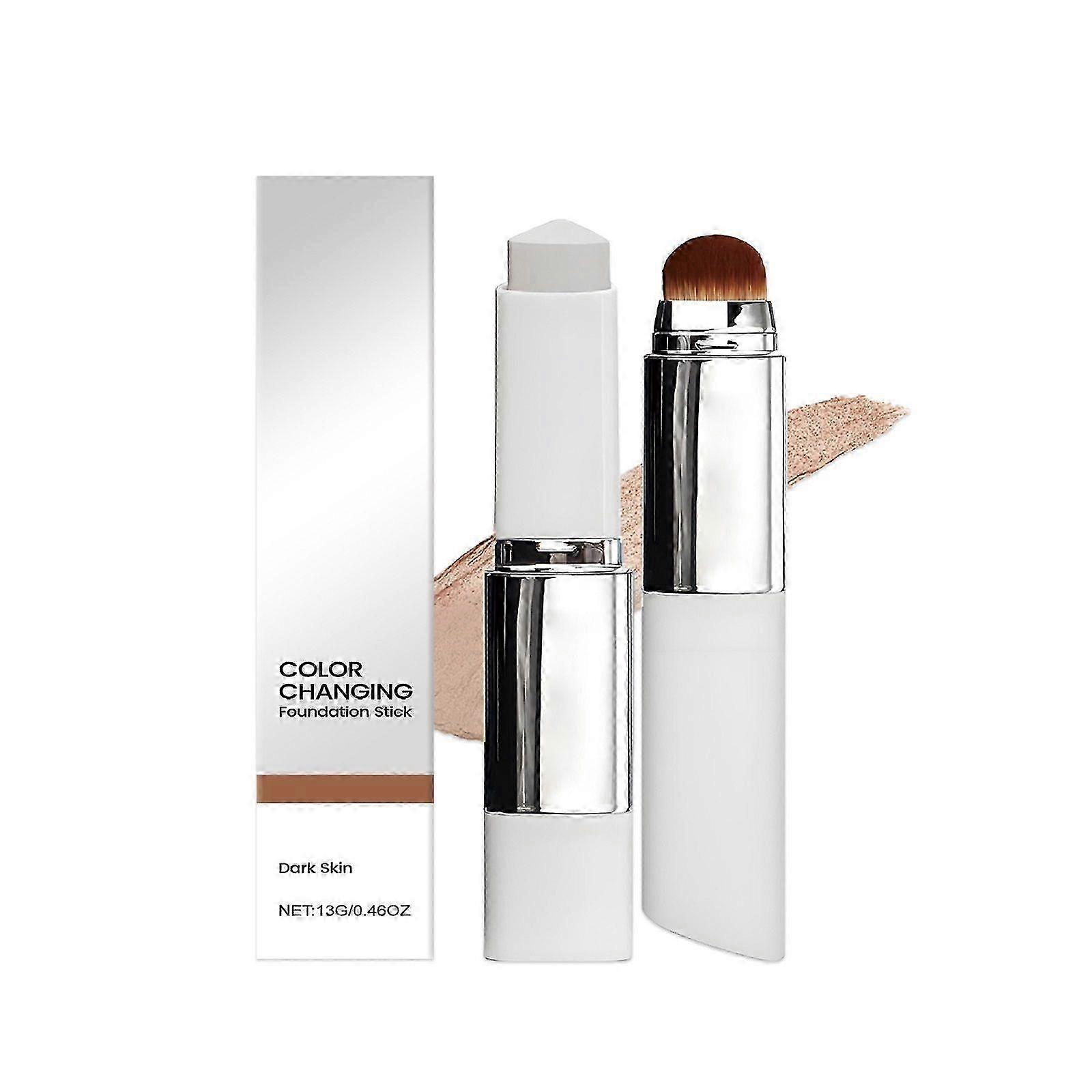 Color Changing Foundation Stick with Brush - Long Lasting, Medium to Full Coverage Cream Makeup, Concealer for Face