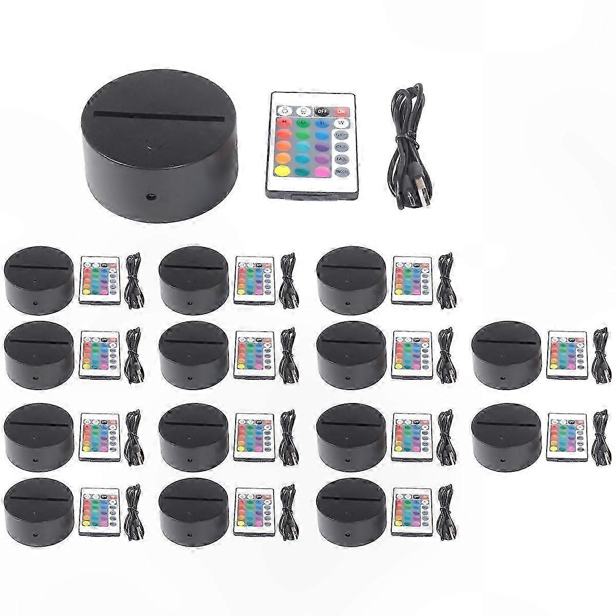 15-Pack 3D Night LED Light Base with 16 Colors, Remote Control & USB for Acrylic Displays