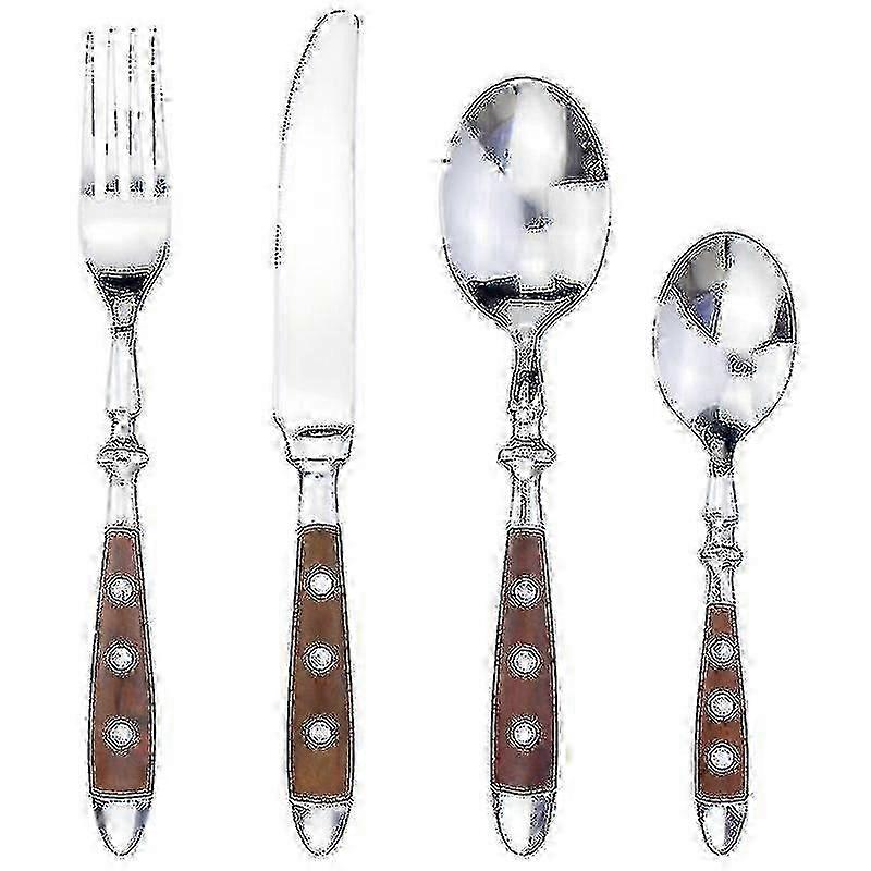 Elegante set di posate in acciaio inox in stile occidentale con manico in resina - Set di coltelli e forchette da 4 pezzi per uso da pranzo e cucina