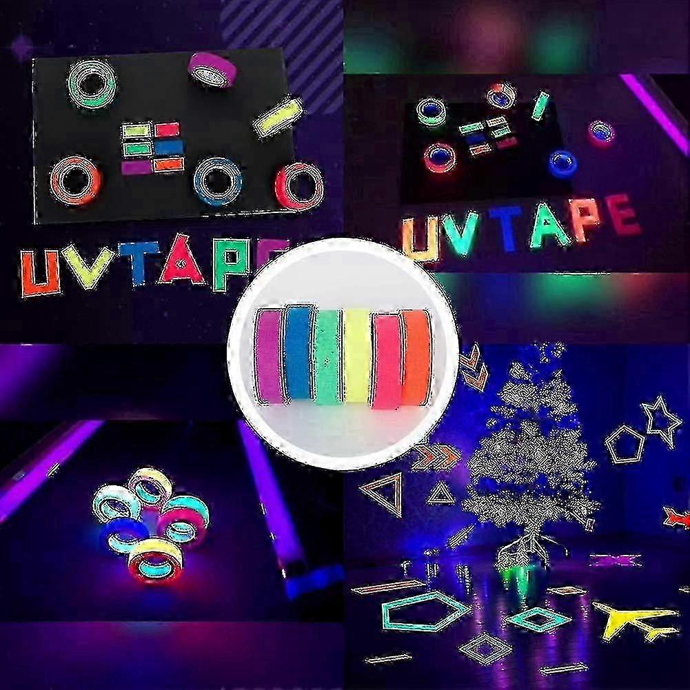 Fluorescent Cloth Tape - Colored Adhesive Neon Gaffer Tape in 6 Bright Colors for Craft & DIY Projects