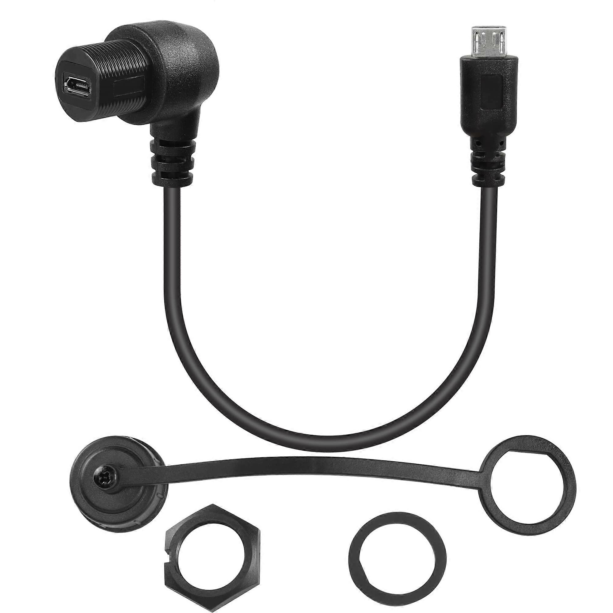 90° Right Angle Micro USB Panel Flush Mount Waterproof Extension Cable