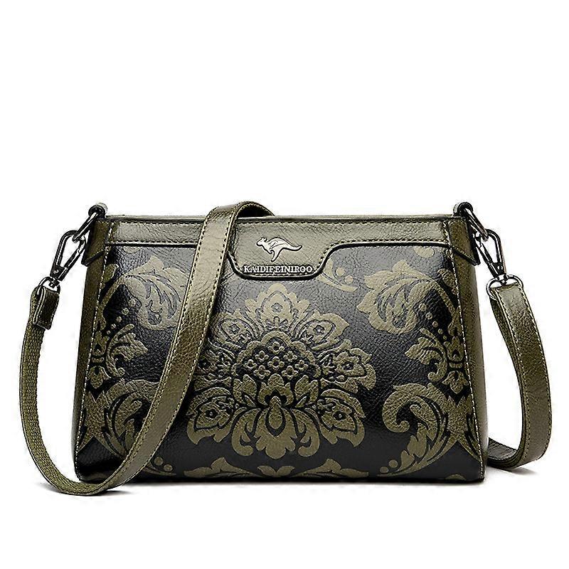 Crossbody shoulder bag, Chinese-style embossed square, item classification storage