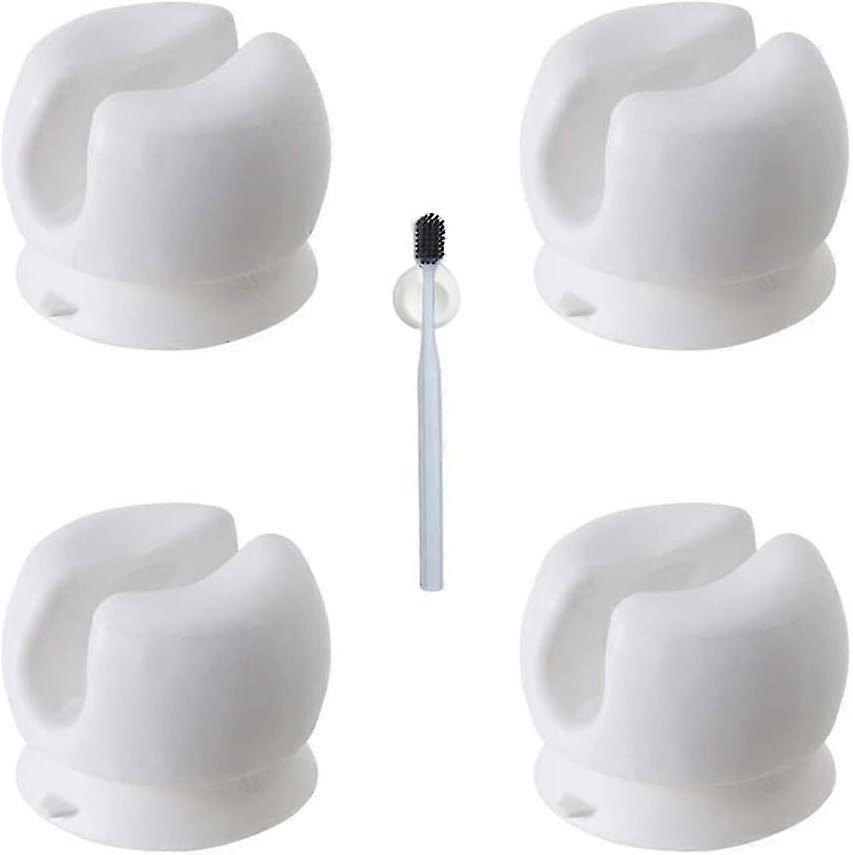 4 Pcs Toothbrush Holder with Suction Cup Wall-Mounted Toothbrush Holder Multi-Function Wall Storage Hook--