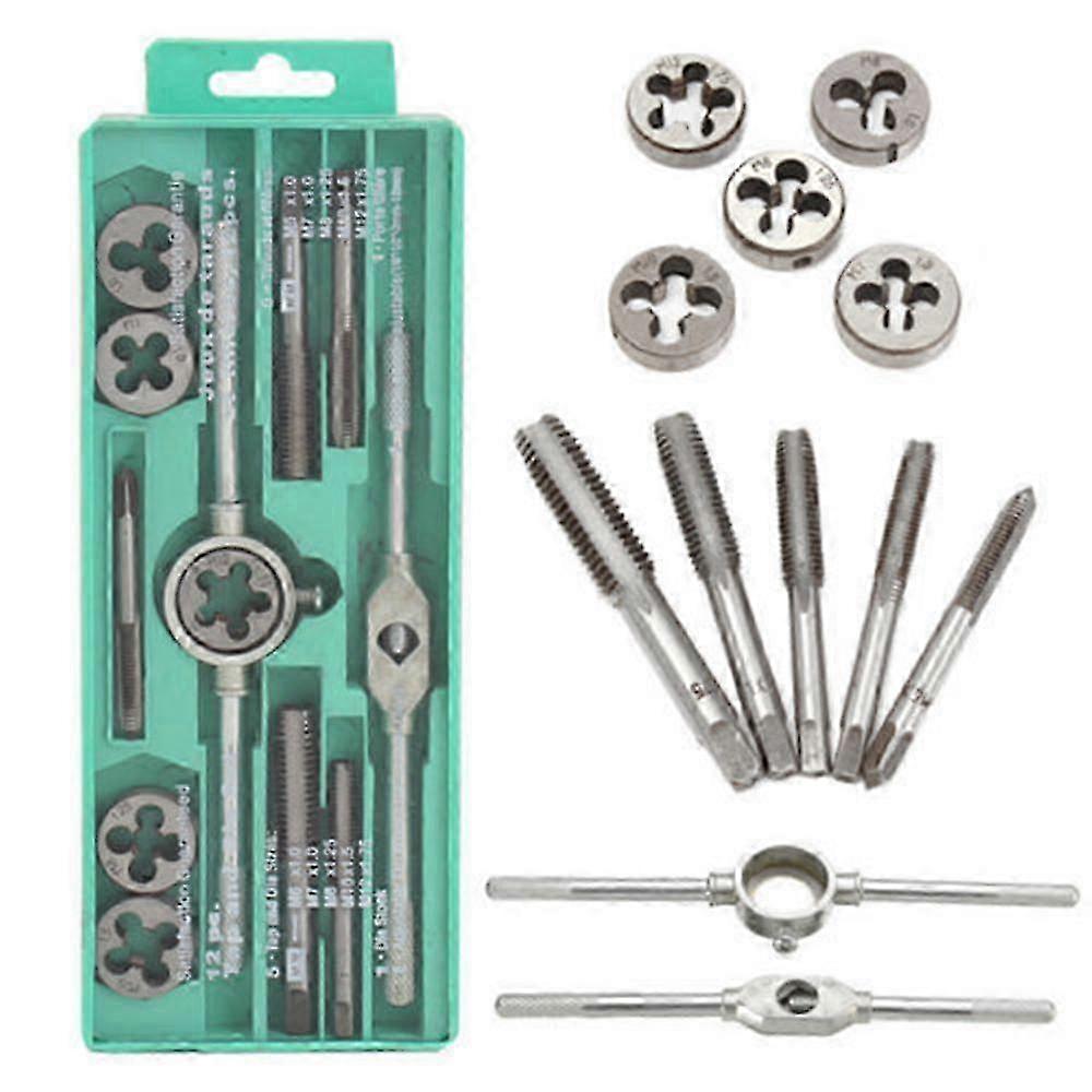 2025 12PCS/SET Metric Tap Die Set M3-M12 Screw Thread Taps Wrench Dies Wrench Screw Threading Hand Tools