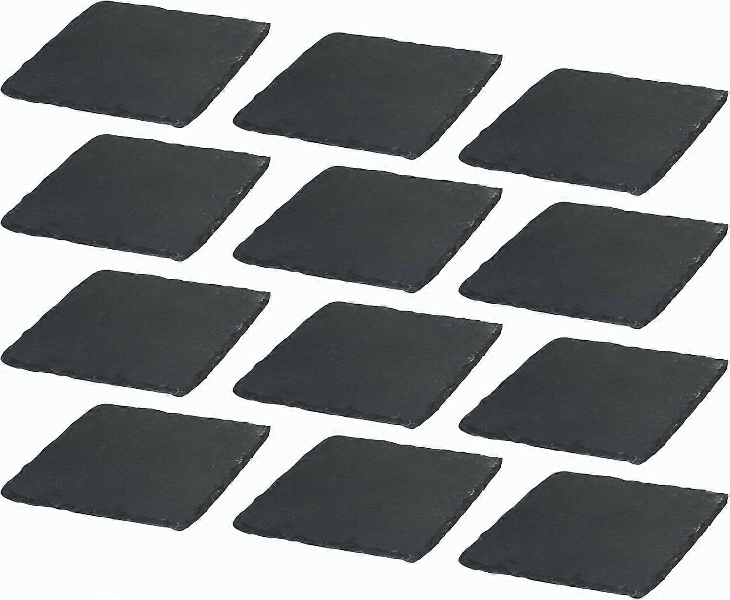 12x Assiettes en ardoise I Carré I 15x15x0,5 cm I Décoration de sushi Assiettes de service Assiettes longues en ardoise Sous-verres Table Set d’assiettes de table