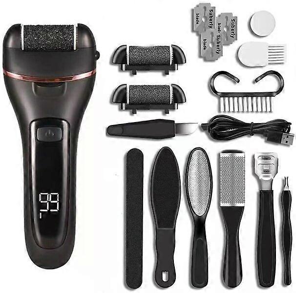 Electric foot callus remover, 10-piece set, dual-speed adjustment, 360-degree rotation