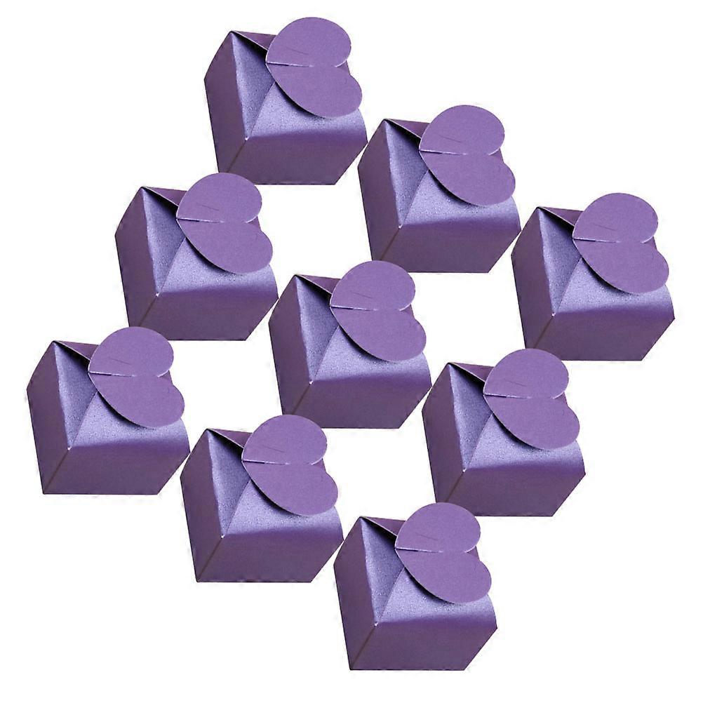 50pcs Delicate Heart Candy Box Paper Gift Container Packaging Boxes Party Supplies for Wedding Festival (Purple)